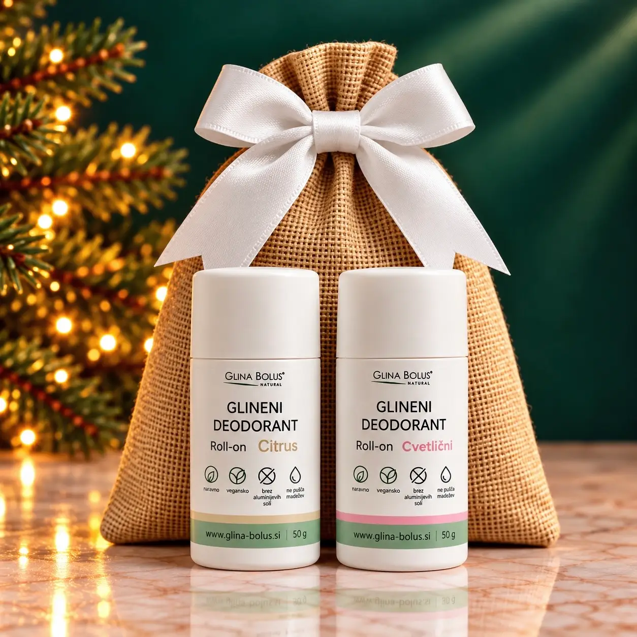 Darilni paket – Glinena roll-on deodoranta Citrus + Cvetlični