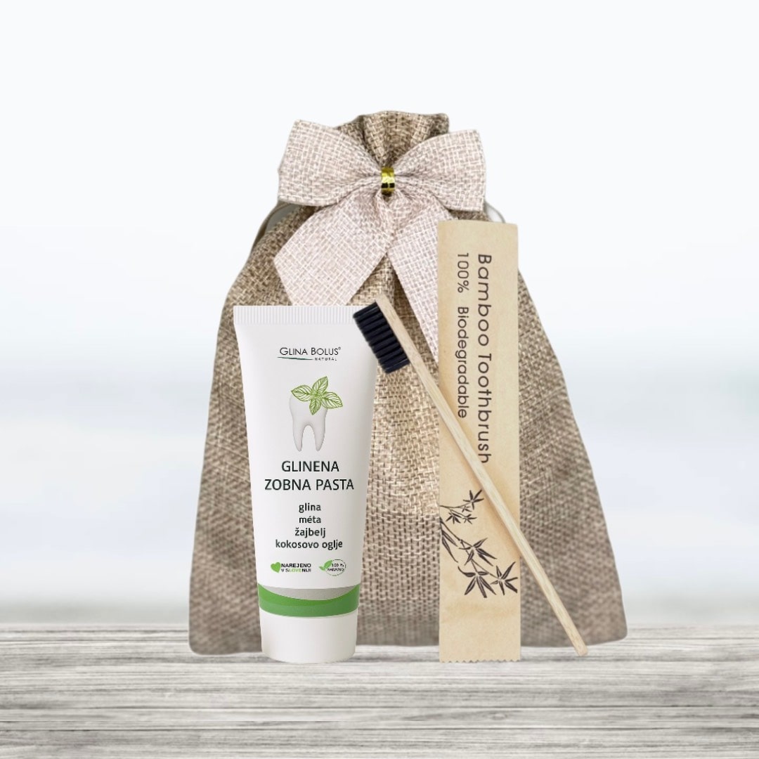 Natural Smile Set - Glinena zobna pasta + Bambusova ščetka