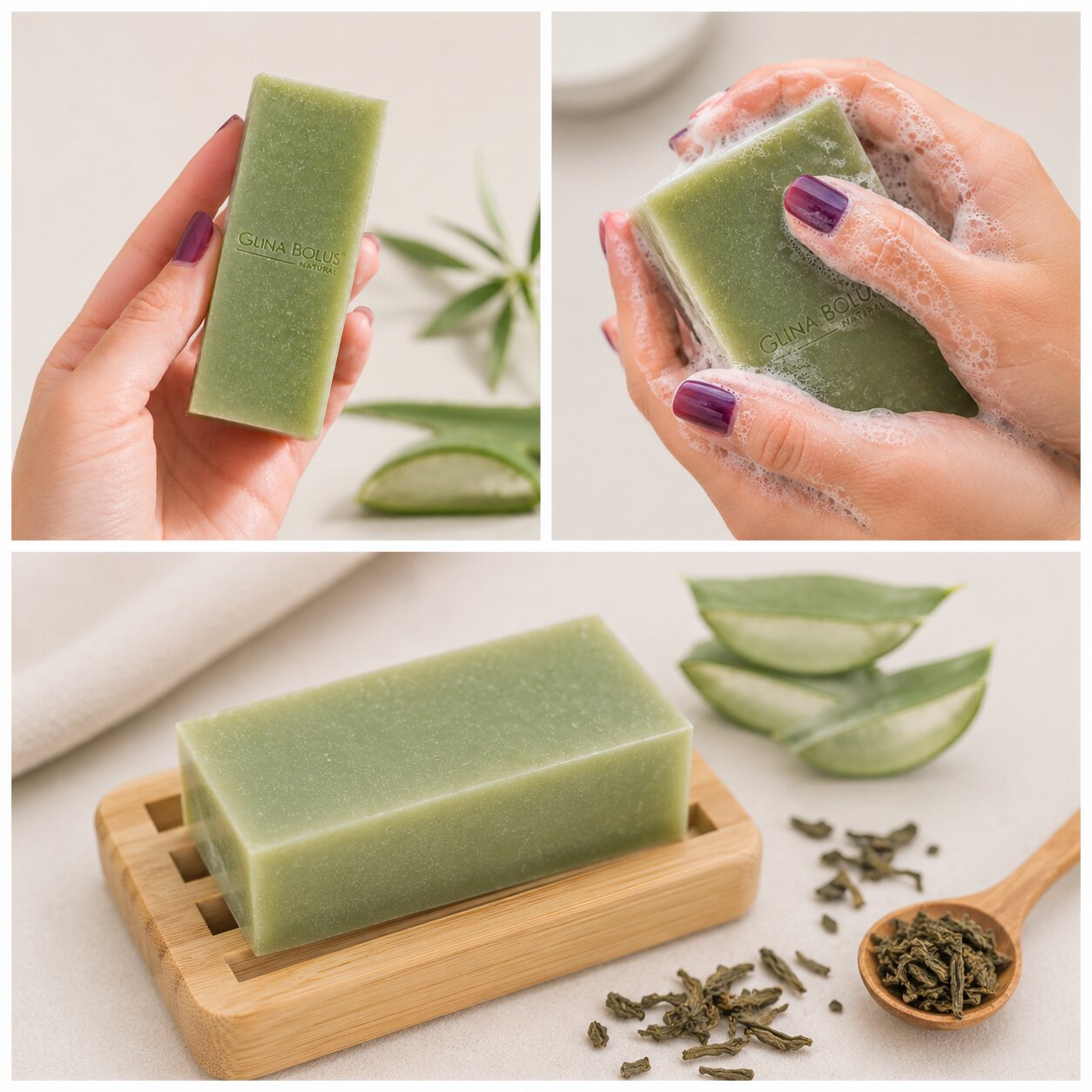 Aloe vera in zeleni čaj glineno milo 100g