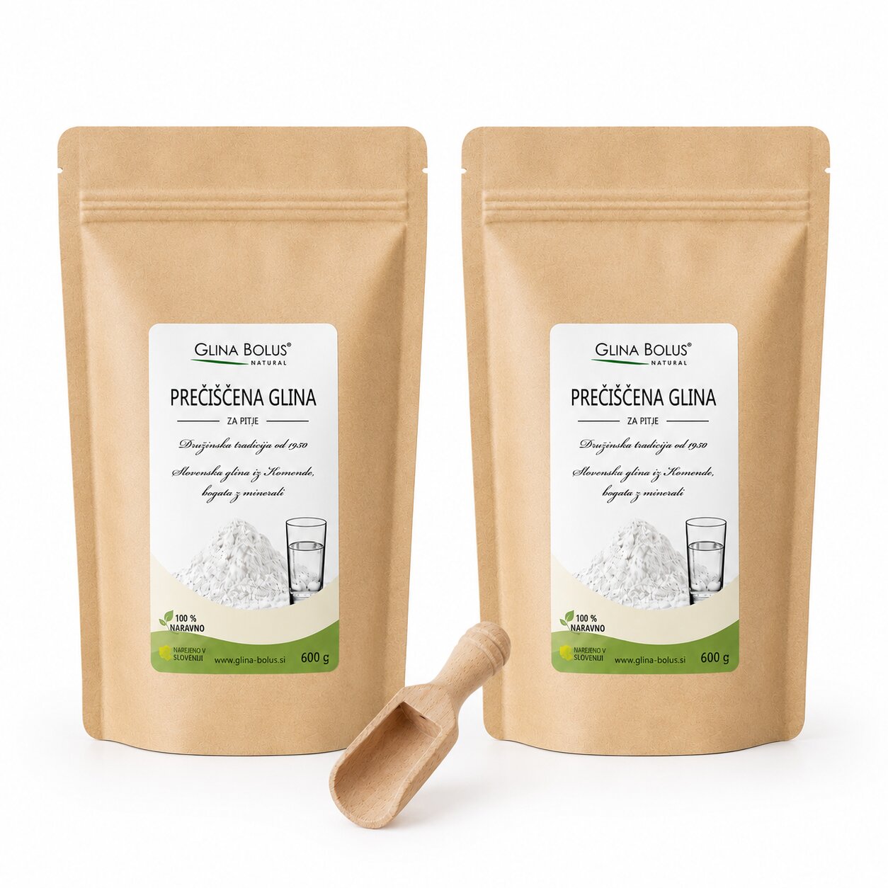 2x preciščena glina 600g + lesena vevnica