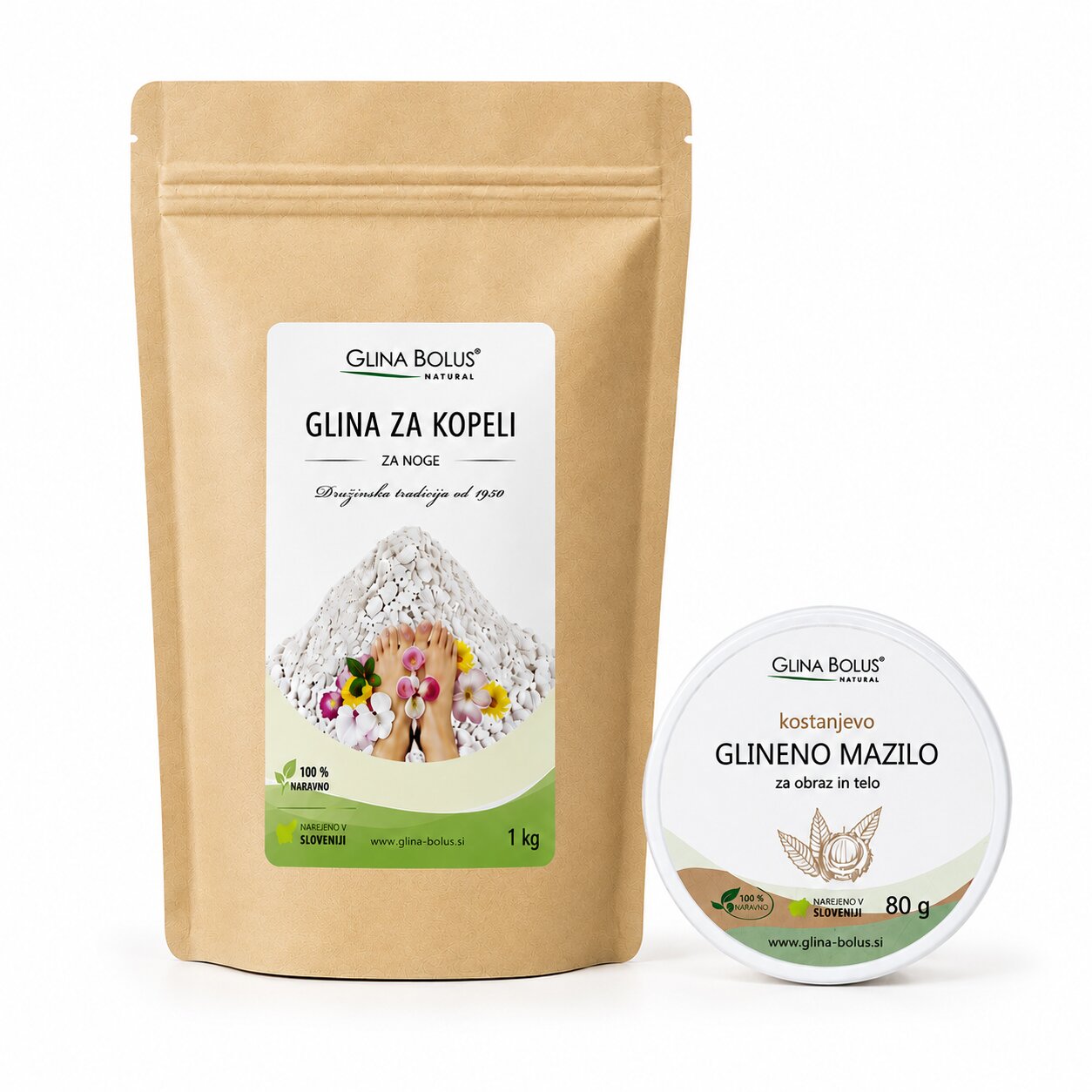 Glina za kopeli 1kg + Kostanjevo Bolus glineno mazilo 80g