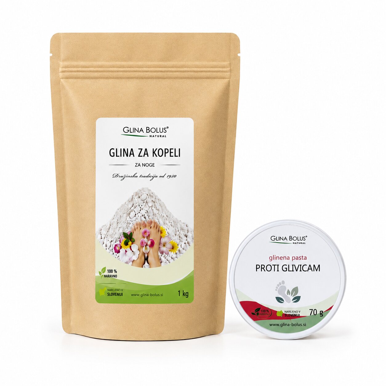 Glina za kopeli 1kg + Glinena pasta proti glivicam 70g