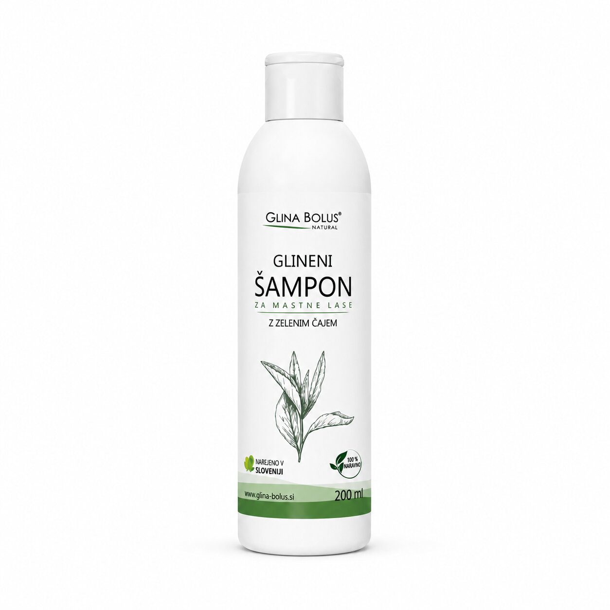 Glineni šampon z zelenim čajem 200ml