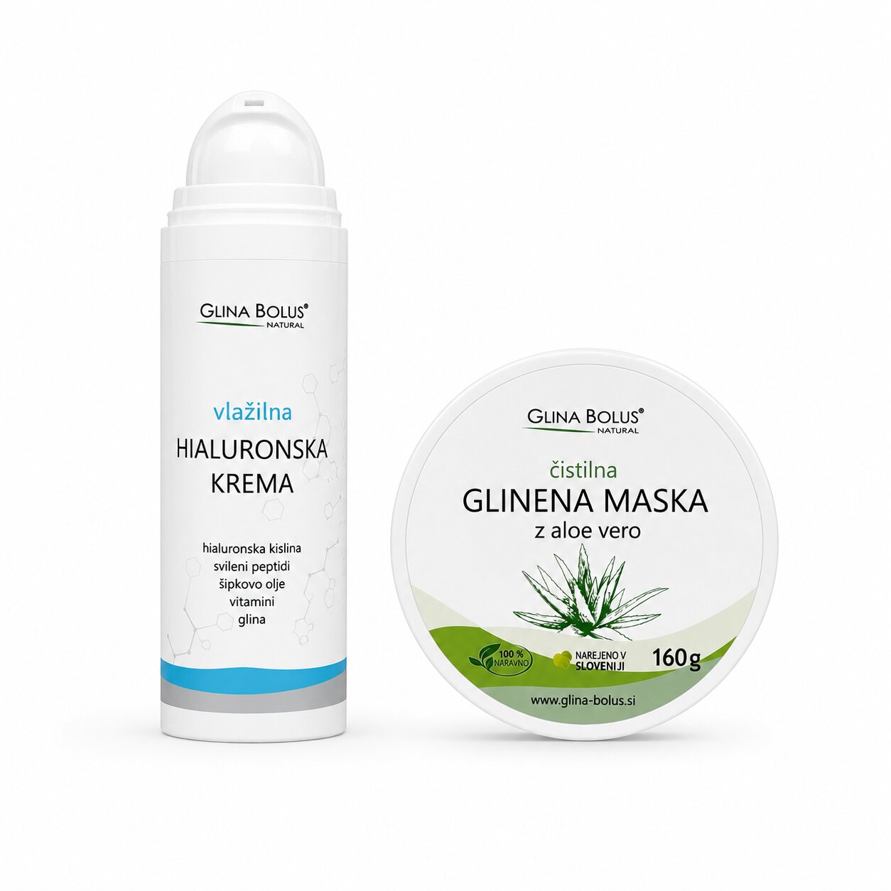 Glinena maska aloe vera + Vlažilna hialuronska krema