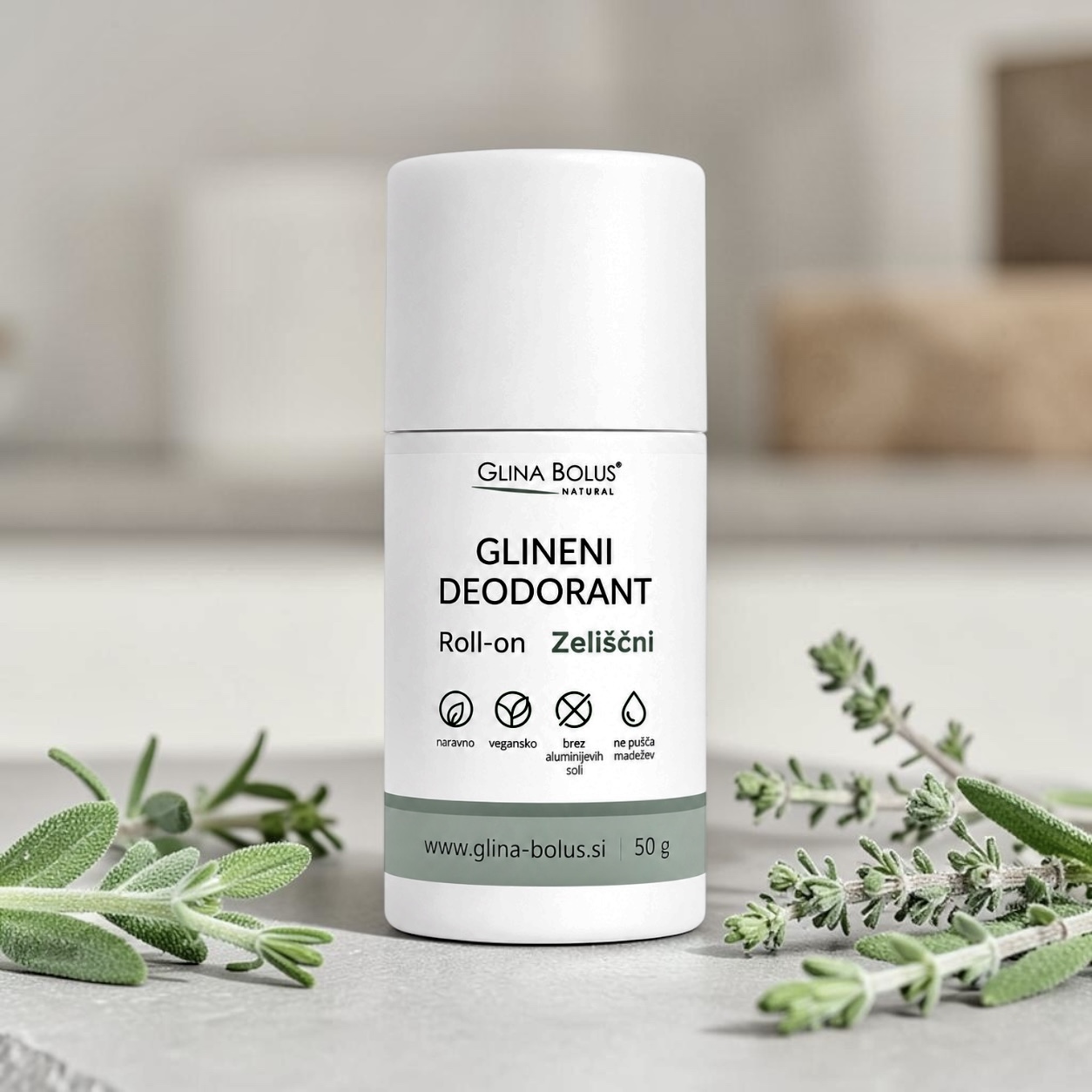 Glineni deodorant - Zeliščni (roll-on) 50ml